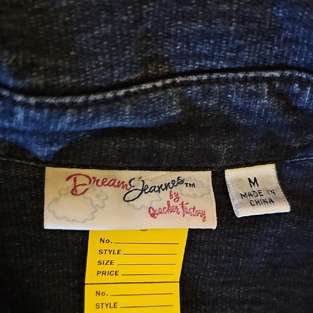 Quacker Factory Blue Jean Jacket Silver Accents Medium Stretch  Coat Vintage - Picture 2 of 8